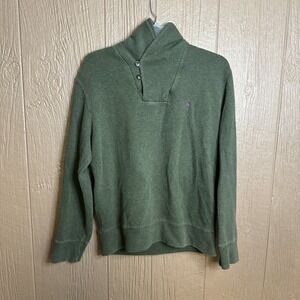 Polo Ralph Lauren Estate Rib Shawl‎ Collar Olive Green Pullover Sweater Sz M
